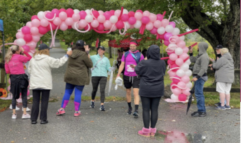 Participants finishing the Walk for a Cure at Harkness Park.