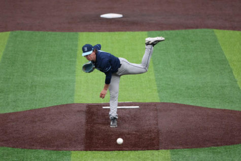 Levesque pitching in game at UConn on on March 27, 2022.