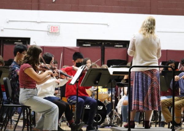 The orchestra performs at last year’s veterans Day assembly to honor the veterans.