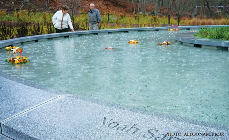 CT residents visit the Sandy Hook memorial honoring the shootings’ victims.