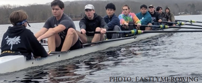 EL boys’ rowing take to the water on their first day of practice.